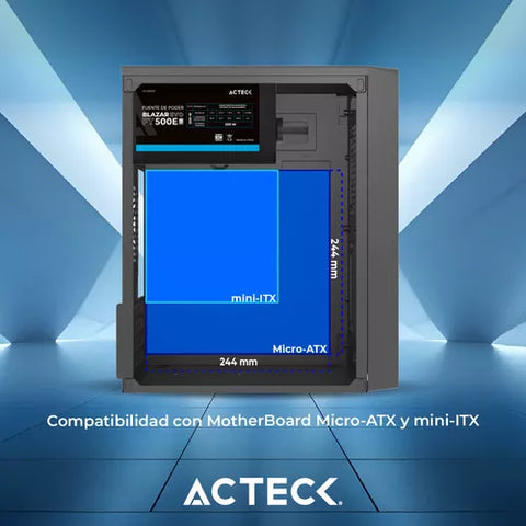 Gabinete Acteck Kioto Gc220f Matx Mini Torre Metalico 500w Negro