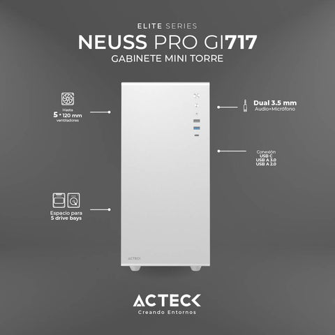 Gabinete Acteck Mini Tor Neuss Progi717 Usb 3.0/1Vent Blc (Ac-936002)
