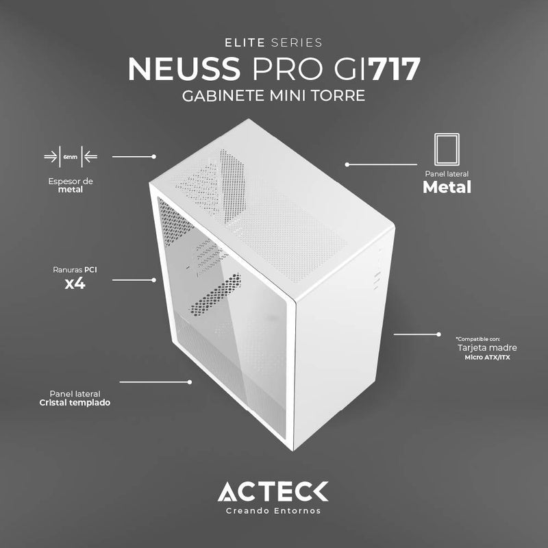 Gabinete Acteck Mini Tor Neuss Progi717 Usb 3.0/1Vent Blc (Ac-936002)