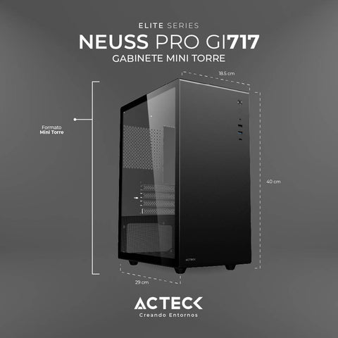 Gabinete Acteck Neuss Progi717 Mini-Atx Usb 3.0 1 ventilador Negro AC-935937