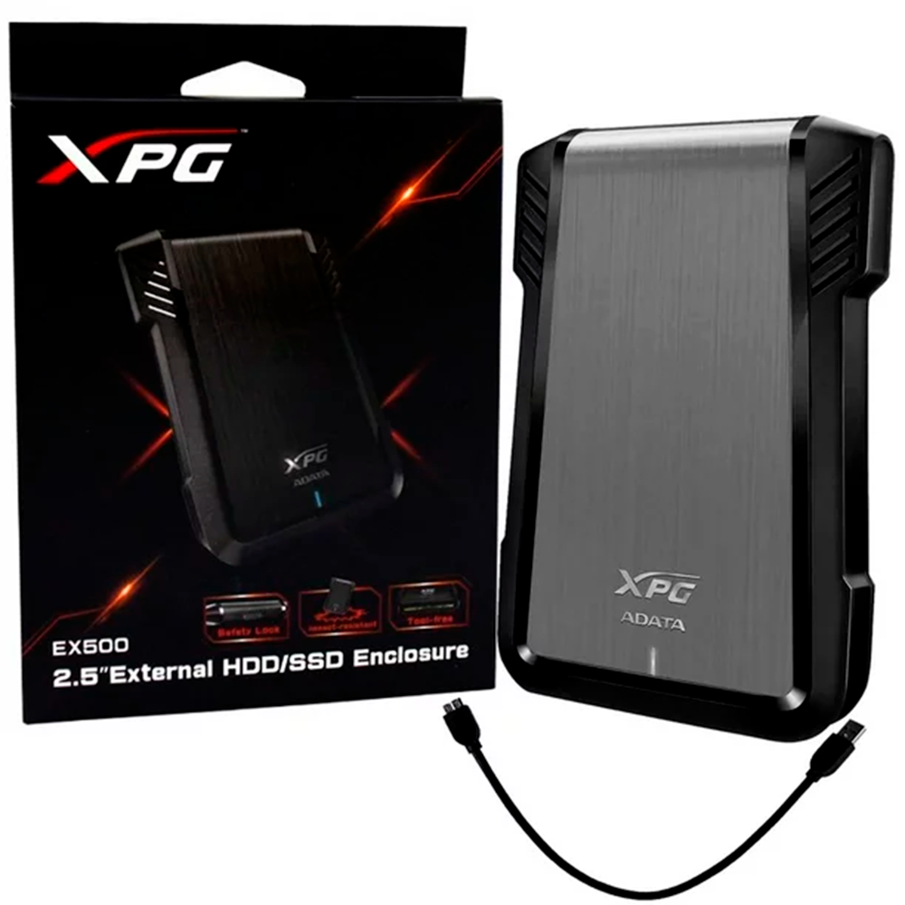 Gabinete Adata PARA Disco Duro Sata Ex500 Ssd/hdd 2.5" Negro  (Aex500U3-Cbk)