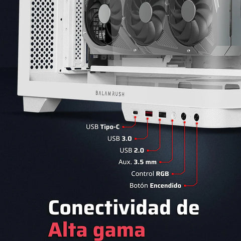 Gabinete Balam Rush Gamer Tank Expert Curve 7800 Mid-Tower Blanco BR-941563