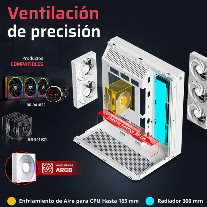 Gabinete Balam Rush Gamer Tank Expert Curve 7800 Mid-Tower Blanco BR-941563