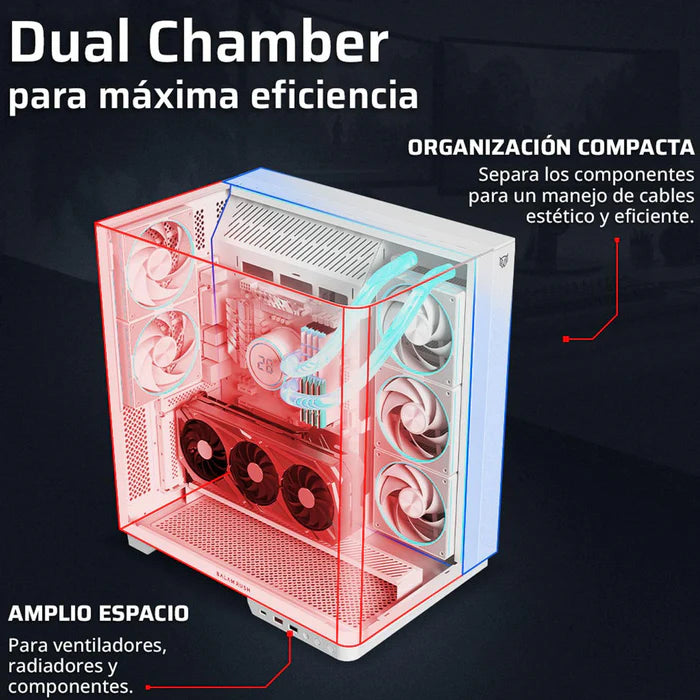 Gabinete Balam Rush Gamer Tank Expert Curve 7800 Mid-Tower Blanco BR-941563