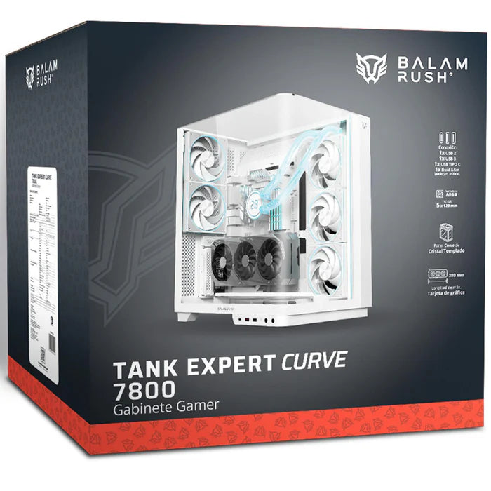 Gabinete Balam Rush Gamer Tank Expert Curve 7800 Mid-Tower Blanco BR-941563