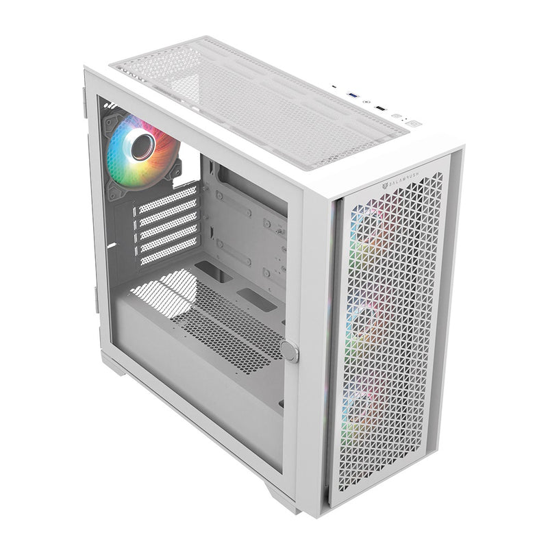 Gabinete Balam Rush Media Torre Carbono Twin 8000B Usb 3.0 Con 4 Ventiladores Argb - Blanco (BR-938785)