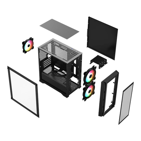 Gabinete Balam Rush Mini Torre Carbono Usb 3.0 Usb 2.0 3 Ventiladores Argb Negro (BR-938877)