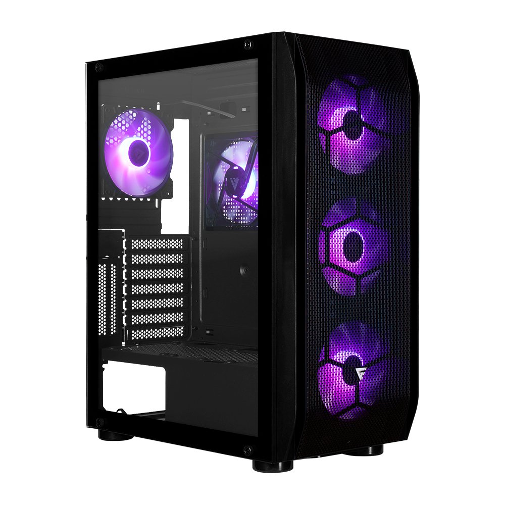 Gabinete Game Factor Csg 400, Atx, m-atx, itx, e-atx, 5 Ventiladores Argb, Sin Fuente, Negro (CSG400)