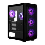 Gabinete Game Factor Csg 400, Atx, m-atx, itx, e-atx, 5 Ventiladores Argb, Sin Fuente, Negro (CSG400)