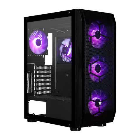 Gabinete Game Factor Csg 400, Atx, m-atx, itx, e-atx, 5 Ventiladores Argb, Sin Fuente, Negro (CSG400)
