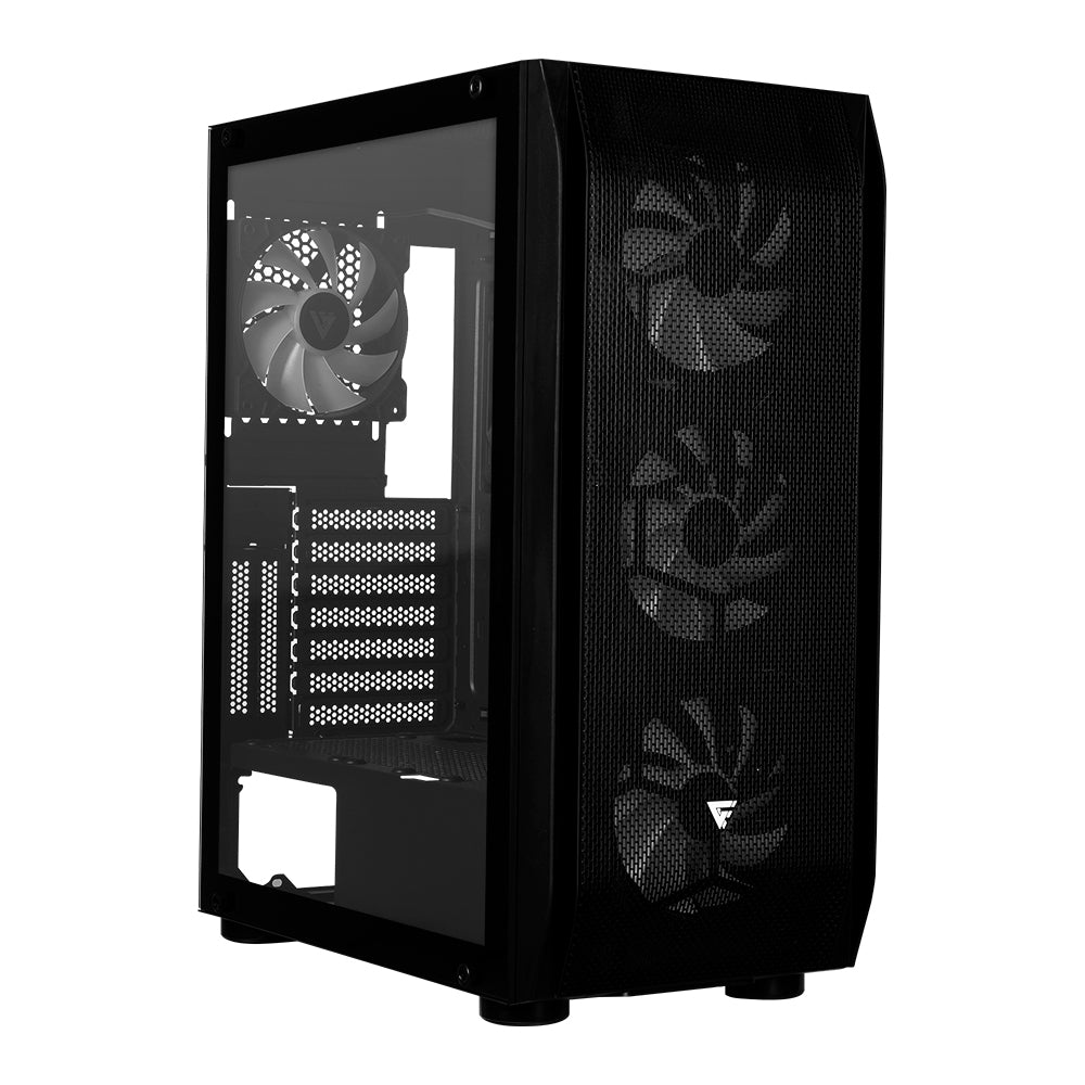 Gabinete Game Factor Csg 400, Atx, m-atx, itx, e-atx, 5 Ventiladores Argb, Sin Fuente, Negro (CSG400)