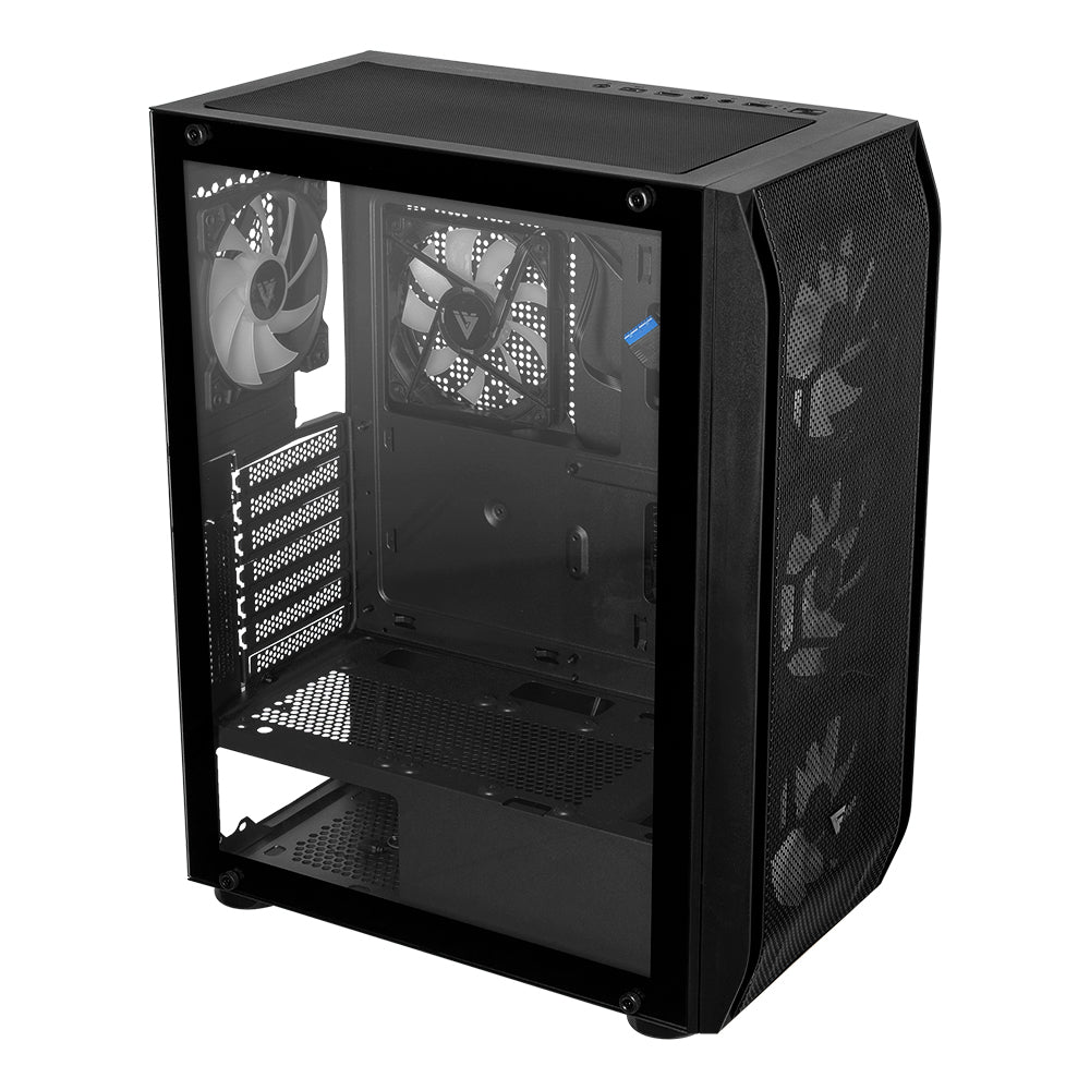 Gabinete Game Factor Csg 400, Atx, m-atx, itx, e-atx, 5 Ventiladores Argb, Sin Fuente, Negro (CSG400)