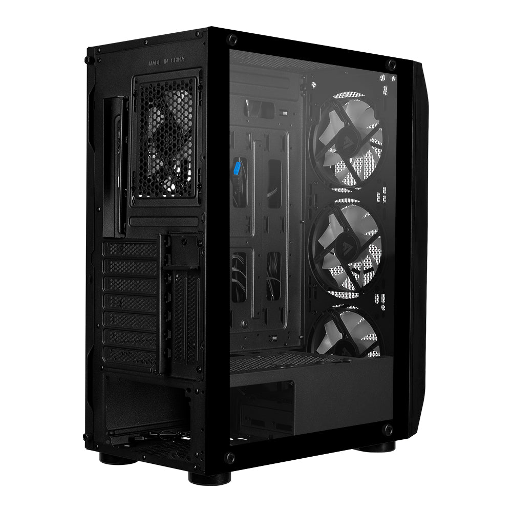Gabinete Game Factor Csg 400, Atx, m-atx, itx, e-atx, 5 Ventiladores Argb, Sin Fuente, Negro (CSG400)