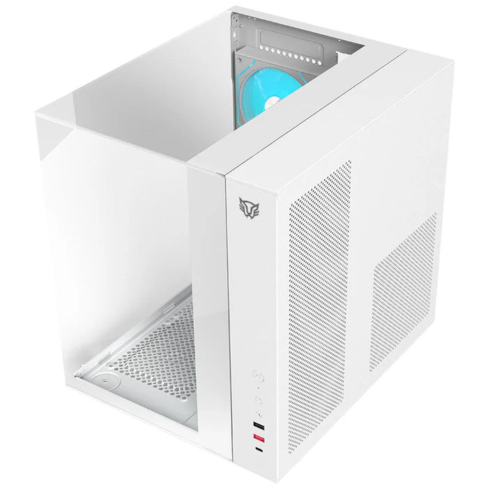 Gabinete Gamer BALAM RUSH TANK MAJESTIC 6600 ATX Media Torre 5 Fan Panel Cristal Templado USB-C ARGB  - Blanco