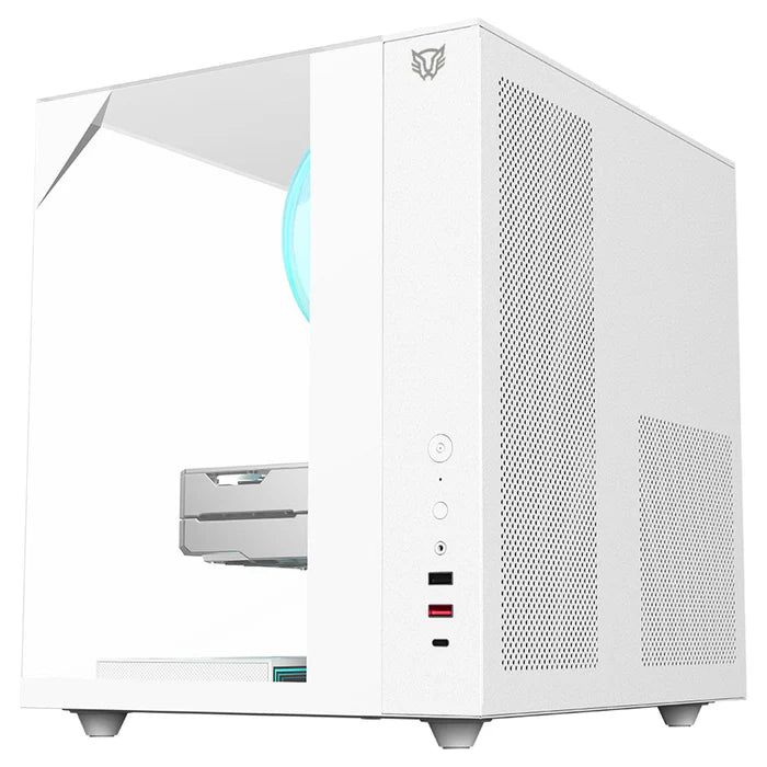 Gabinete Gamer BALAM RUSH TANK MAJESTIC 6600 ATX Media Torre 5 Fan Panel Cristal Templado USB-C ARGB  - Blanco