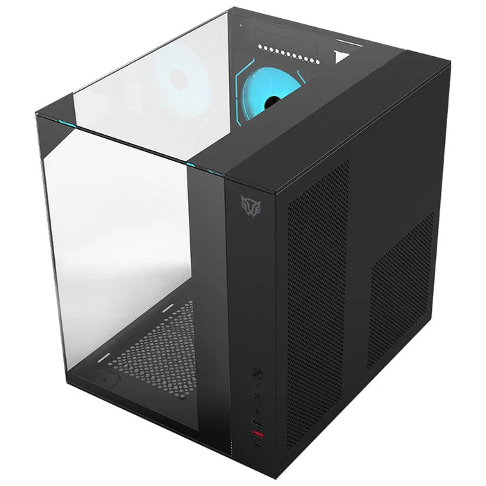 Gabinete Gamer BALAM RUSH TANK MAJESTIC 6600 ATX Media Torre 5 Fan Panel Cristal Templado USB-C ARGB - Negro