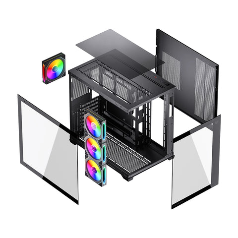 Gabinete Gamer Balam Rush Tank Core Ultra ATX Alto Flujo Gaming RGB Alto Rendimiento