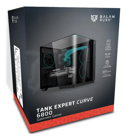 Gabinete Gamer Balam Rush Tank Expert Curve 6800 Atx Media Torre 3 Fan Panel Curvo Cristal Templado Usb-c Argb Negro Br-941570
