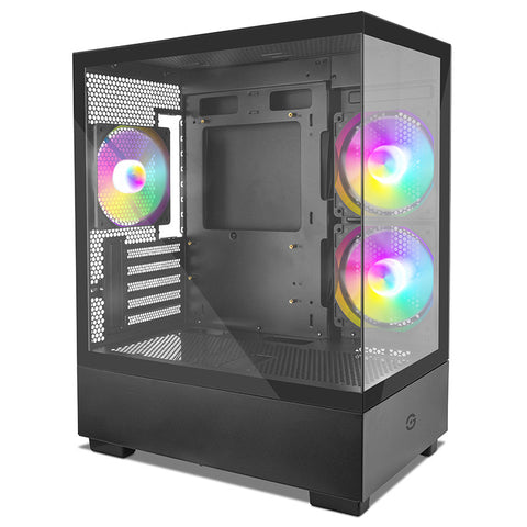 Gabinete Gamer Getttech Fish Tank M-Atx Sin Fuente, 3 Ventiladores, Negro (Gcm-550ac-02)