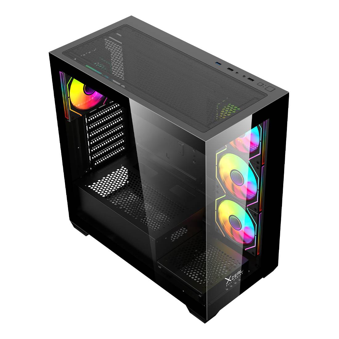 Gabinete Gamer Mid Tower Xzeal Atx Panel Der. Vidrio + Metal 2Xusb1.0
