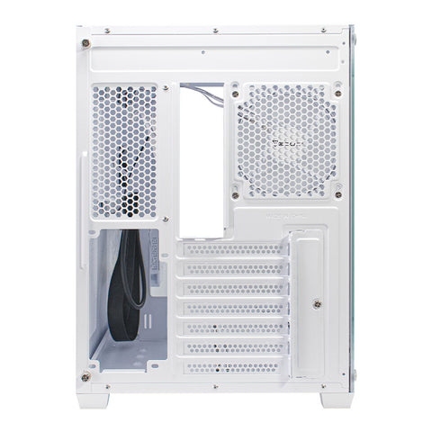 Gabinete Gamer Ocelot Gaming W-CUBE 2. ATX con 3 Ventiladores ARGB Cristal Templado - blanco