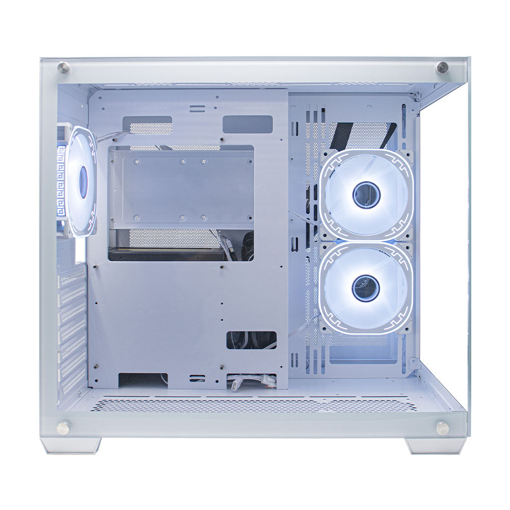 Gabinete Gamer Ocelot Gaming W-CUBE 2. ATX con 3 Ventiladores ARGB Cristal Templado - blanco