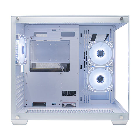 Gabinete Gamer Ocelot Gaming W-CUBE 2. ATX con 3 Ventiladores ARGB Cristal Templado - blanco