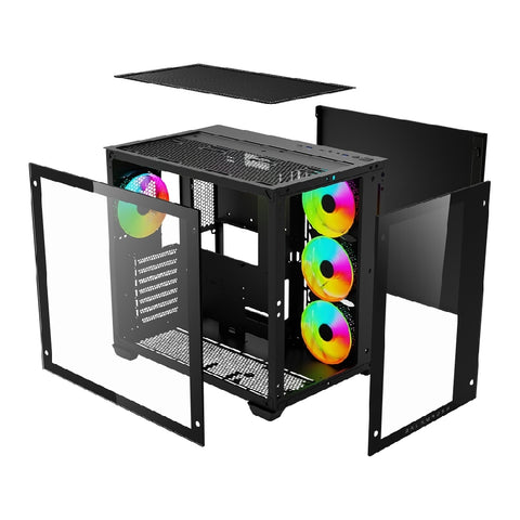Gabinete Media Torre Balam Rush Tank Pro Micro Atx Rgb Gm930 Color Negro