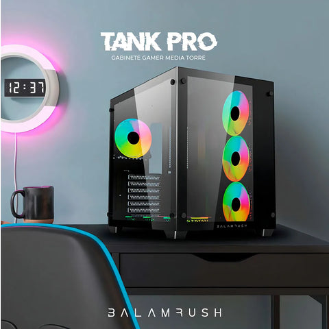 Gabinete Media Torre Balam Rush Tank Pro Micro Atx Rgb Gm930 Color Negro