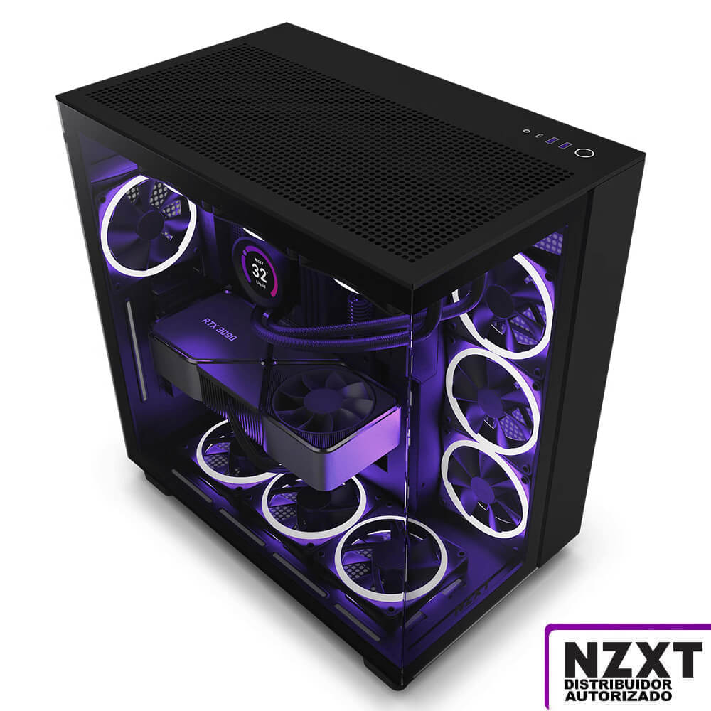 Gabinete Nzxt H9 Flow Mt Mid-Itx, Microatx, Atx, 4 Ventiladores F120 Bk Cm-H91Fb-01
