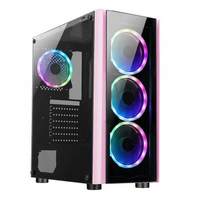 Gabinete Xzeal Gamer Xz110-1 Atx Rgb Rosa (Xzcgb12P)