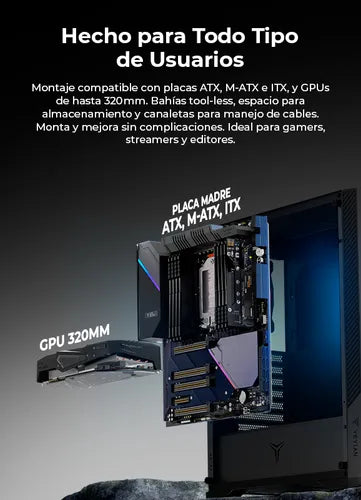 Gabinete Yeyian Edge, Midi-tower, Micro-atx/mini-itx,atx, Usb 3.0,usb C, Sin Fuente, 4 Ventiladores Argb Instalados, Tarjetas Gráficas De Hasta 320mm - YCM-APEDG-G1