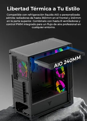 Gabinete Yeyian Edge, Midi-tower, Micro-atx/mini-itx,atx, Usb 3.0,usb C, Sin Fuente, 4 Ventiladores Argb Instalados, Tarjetas Gráficas De Hasta 320mm - YCM-APEDG-G1