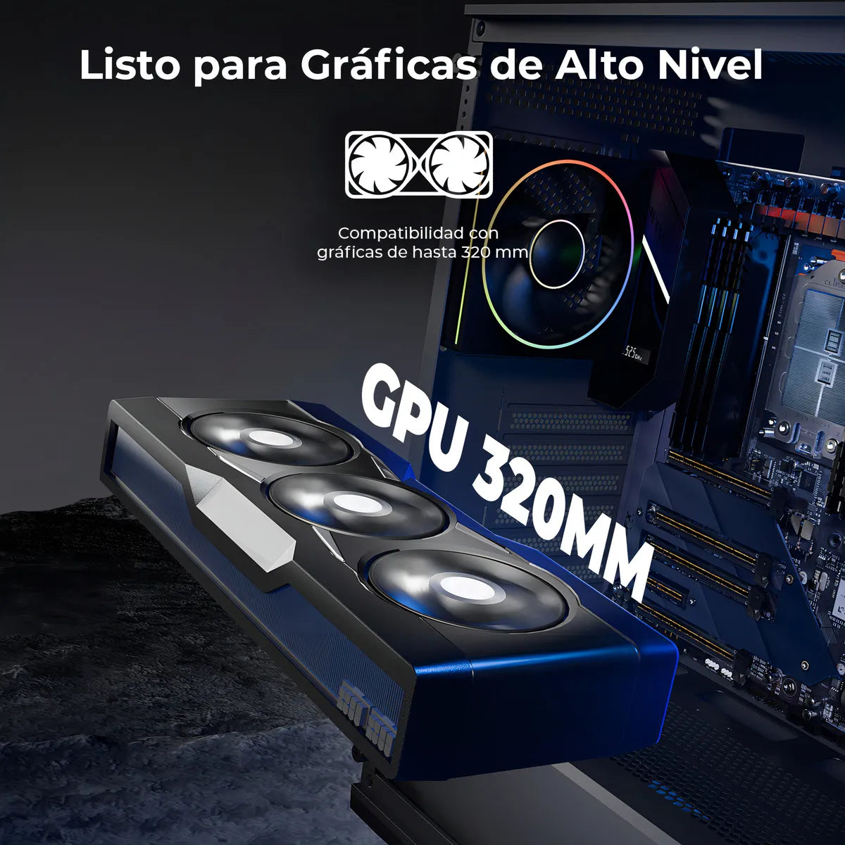 Gabinete Yeyian Elara, Midi-tower, Micro-atx/mini-itx,atx, Usb 3.0,usb C, Sin Fuente, 4 Ventiladores Argb Instalados, Tarjeta De Video Hasta 360 MM, YCM-APELA-M1