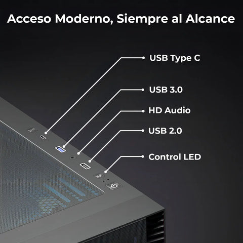 Gabinete Yeyian Elara, Midi-tower, Micro-atx/mini-itx,atx, Usb 3.0,usb C, Sin Fuente, 4 Ventiladores Argb Instalados, Tarjeta De Video Hasta 360 MM, YCM-APELA-M1
