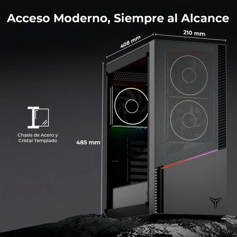 Gabinete Yeyian Elara, Midi-tower, Micro-atx/mini-itx,atx, Usb 3.0,usb C, Sin Fuente, 4 Ventiladores Argb Instalados, Tarjeta De Video Hasta 360 MM, YCM-APELA-M1