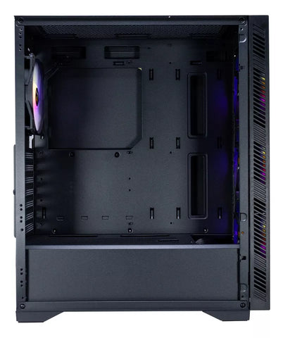 Gabinete para PC Ocelot Gaming. ATX, Mid-Tower Inclue 4 ventiladores ARGB, Maximo 8 ventiladores. Soporta GPU de 3400mm. Amarillo y negro. Modelo Yellow Thunder