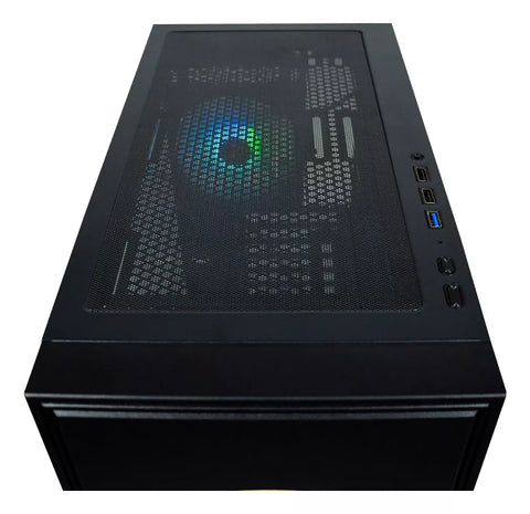 Gabinete para PC Ocelot Gaming. ATX, Mid-Tower Inclue 4 ventiladores ARGB, Maximo 8 ventiladores. Soporta GPU de 3400mm. Amarillo y negro. Modelo Yellow Thunder