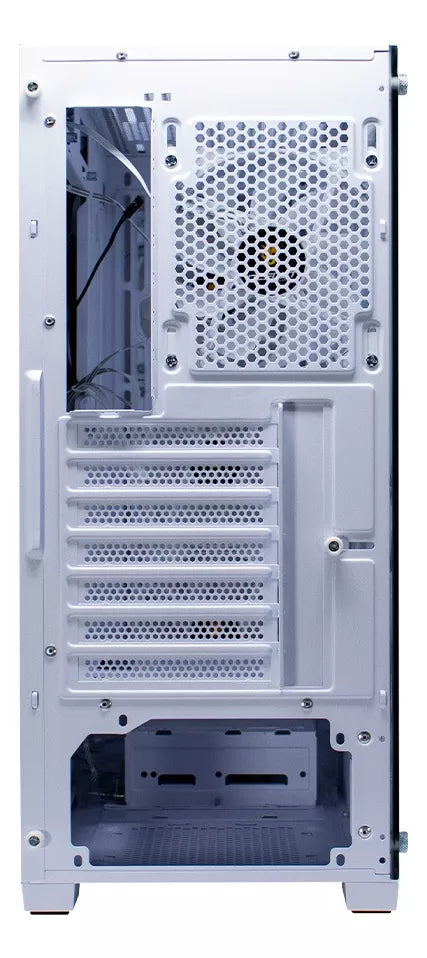 Gabinete para PC Ocelot Gaming. ATX, Mid-Tower Inclue 4 ventiladores ARGB, Maximo 8 ventiladores. Soporta GPU de 3400mm. Azul  y blanco. Modelo Blue Warthog