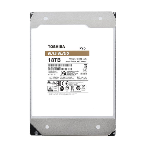 Disco Duro Interno Toshiba N300 Pro 18Tb 3.5"" Nas Sata 7200Rpm 512Mb (Hdwg51Jxzstb)