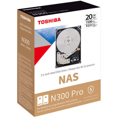 Disco Duro Interno Toshiba N300 Pro 20Tb 3.5"" Nas Sata 7200Rpm 512Mb (Hdwg62Axzstb)
