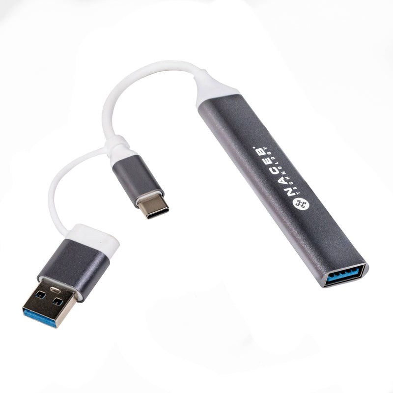 Hub Naceb  Usb-C/A A 4 Puertos 1*Usb 3.0, 3*Usb2.0 NA-0124