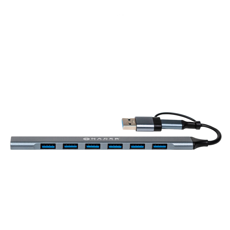 Hub Naceb  Usb-C/A A 7 Puertos 1*Usb 3.0, 6*Usb2.0 NA-0125