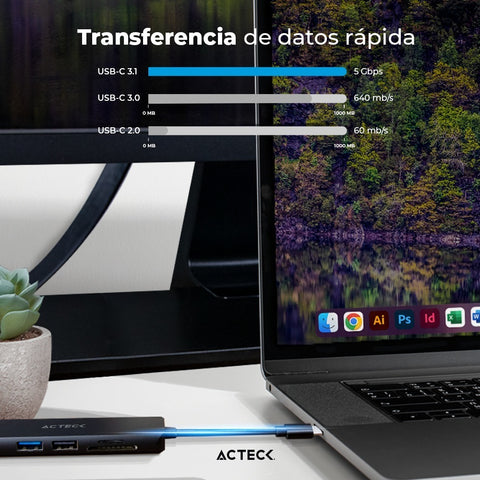 Hub Usb C 5 En 1 Gate 5 Dh640 4khdmi Negro Elite Series
