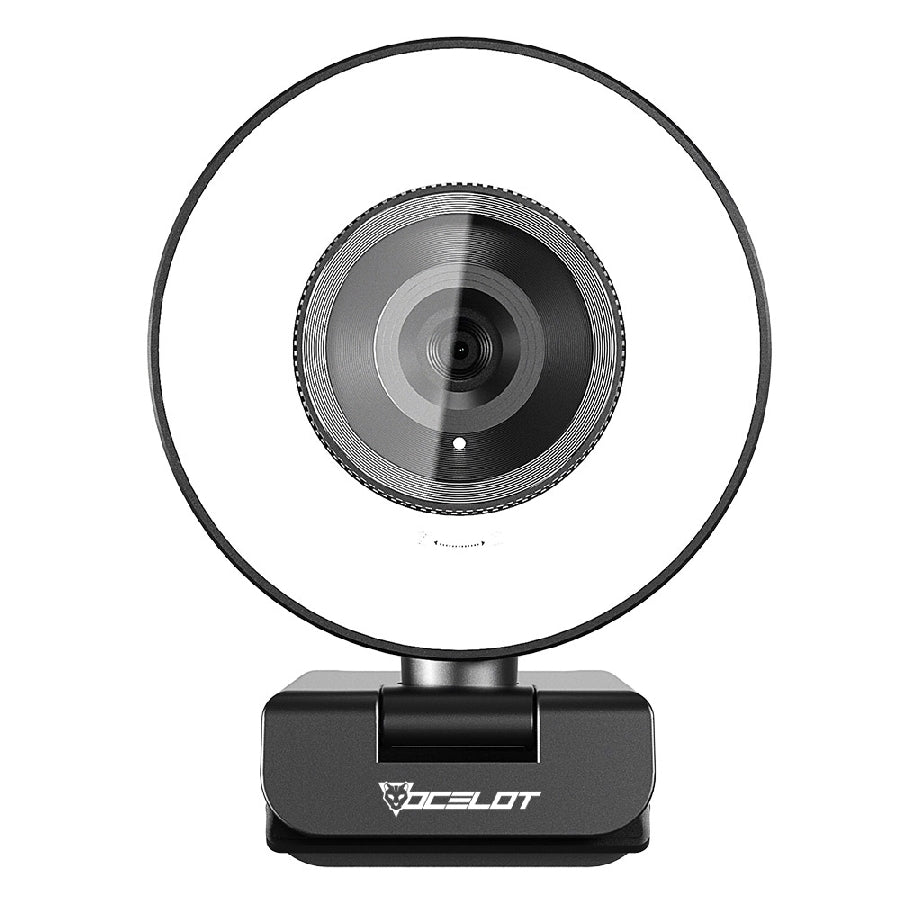 Cámara Web Ocelot Gaming Iris W1 Full HD 1080p 60FPS con Aro de Luz 3 Tonos USB Streaming Videollamadas Home Office Negro
