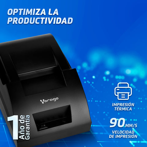 Impresora Termica Vorago Pos Tickets 58Mm, Usb, Rj11, 203 Dpi (Mnp-158)