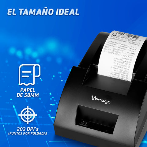 Impresora Termica Vorago Pos Tickets 58Mm, Usb, Rj11, 203 Dpi (Mnp-158)