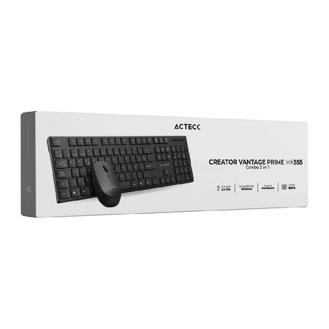 Kit Inalámbrico Acteck Creator Vantage Prime MK555 Ergonómico con Mouse de 4 Botones - Superior y Funcional