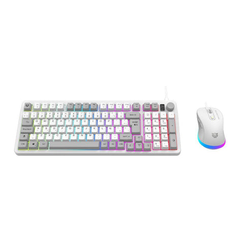 Kit Gamer Teclado y Mouse Balam Rush Squad Conquest KG515 - Iluminación RGB en Color Blanco - Estilo Único y Respuesta Rápida