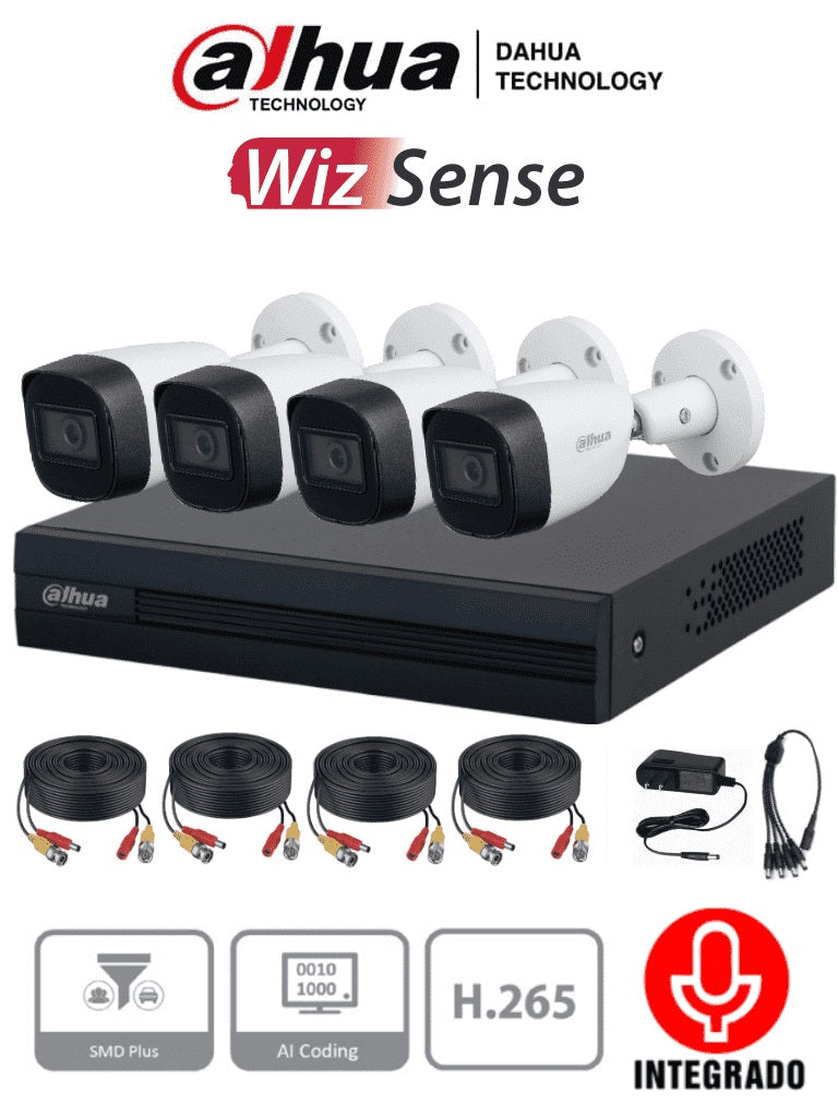 Kit de videovigilancia Dahua Technology DH-KIT/XVR1B04-I/4-HFW1200CMN-A-0280B-S5 - 4, 1920 x 1080 Pixeles